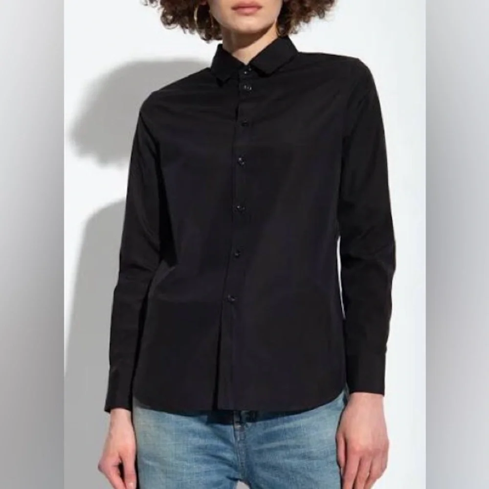 Saint Laurent Classic Slim Fit Black Button-Up Shirt from Saks NY. Made in Italy